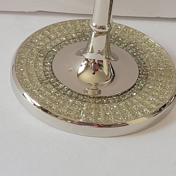 Bowring Elegant Crystal Champagne Flutes With Silver Stem & Rhinestone Base - Picture 5 of 9